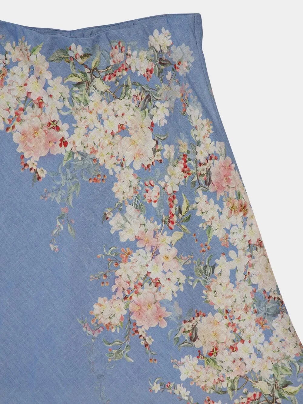 Teal Blue Botanical Floral Cascadian Bias Skirt sold by Fashion Clinic product image thumbnail 3