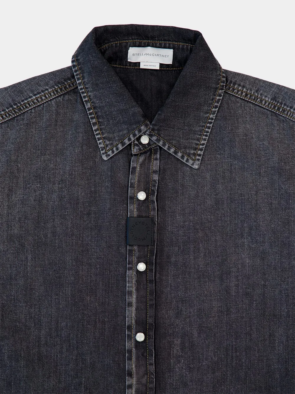 Black Denim Washed Button Up Shirt sold by Fashion Clinic product image thumbnail 3