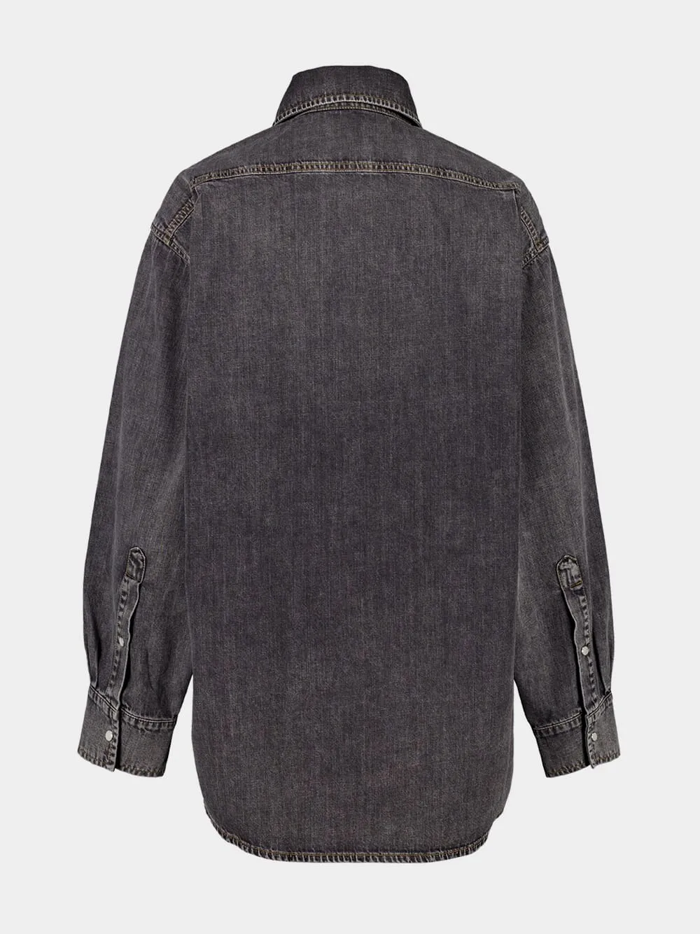 Black Denim Washed Button Up Shirt sold by Fashion Clinic product image thumbnail 2