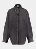 Black Denim Washed Button Up Shirt sold by Fashion Clinic