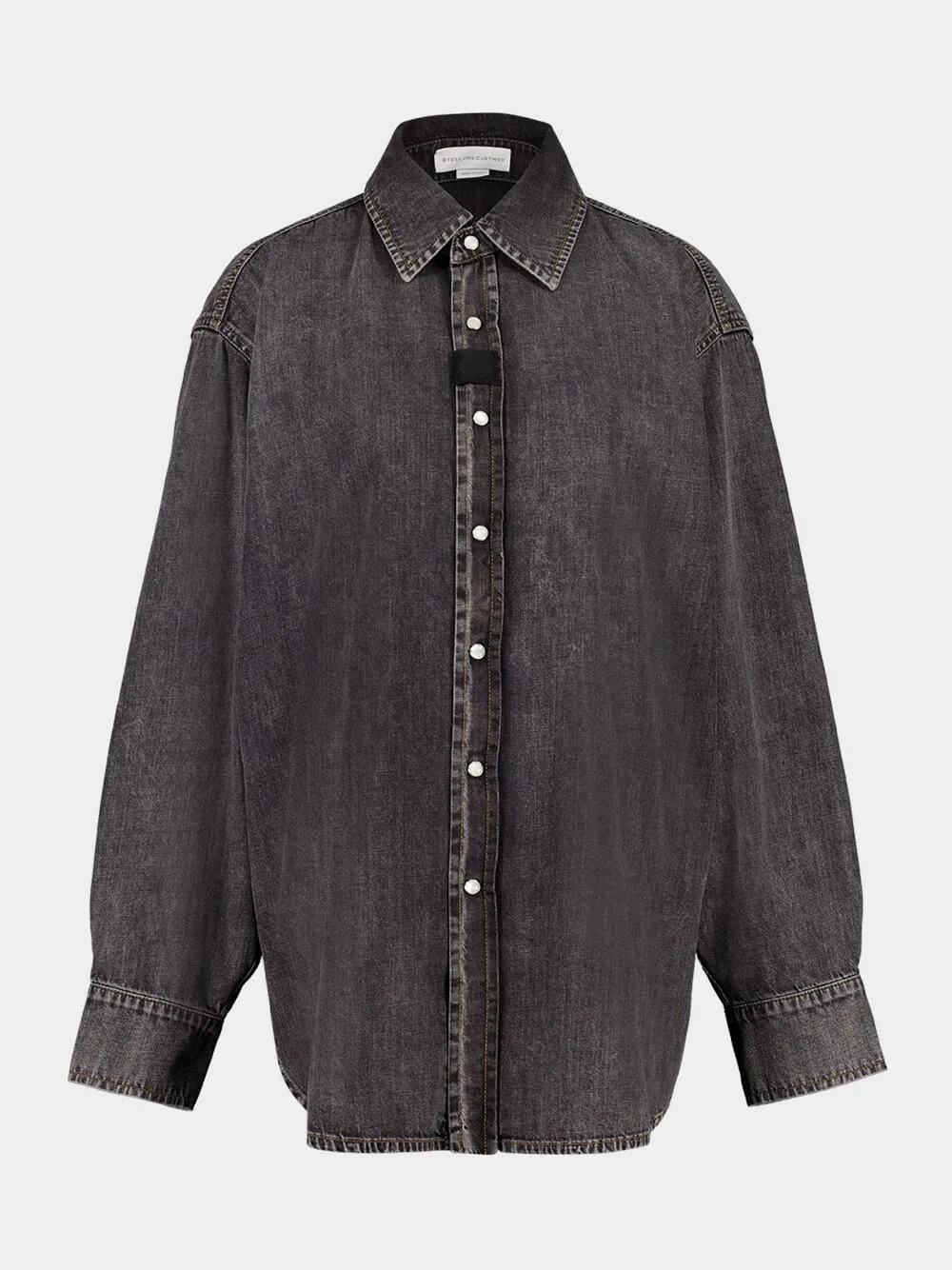 Black Denim Washed Button Up Shirt sold by Fashion Clinic