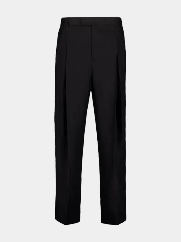 Black Classic Linen Straight-Fit Trousers sold by Fashion Clinic