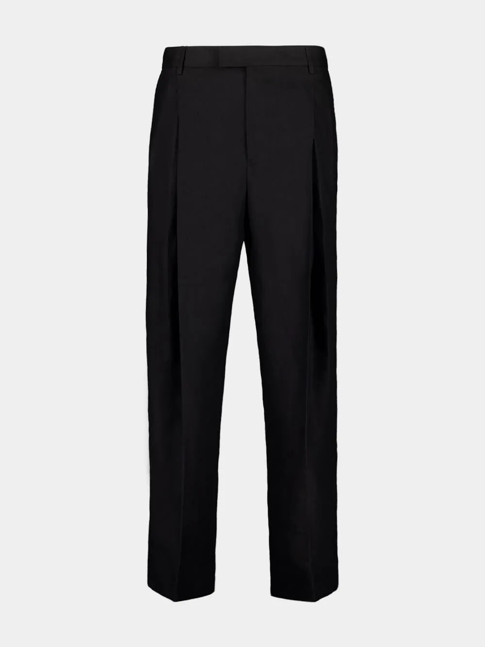 Black Classic Linen Straight-Fit Trousers sold by Fashion Clinic