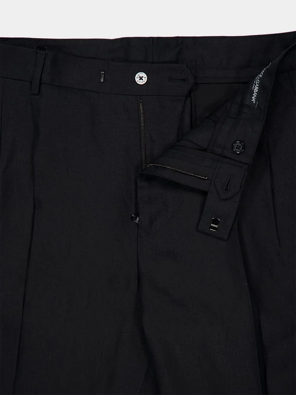 Black Classic Linen Straight-Fit Trousers sold by Fashion Clinic product image thumbnail 3