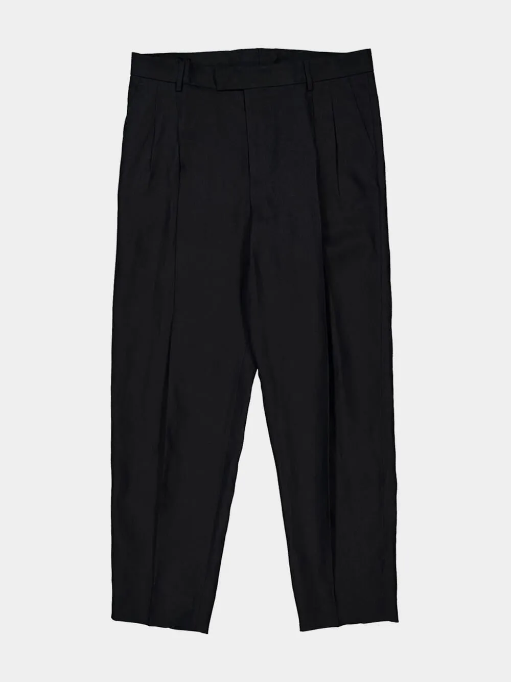 Black Classic Linen Straight-Fit Trousers sold by Fashion Clinic product image thumbnail 5