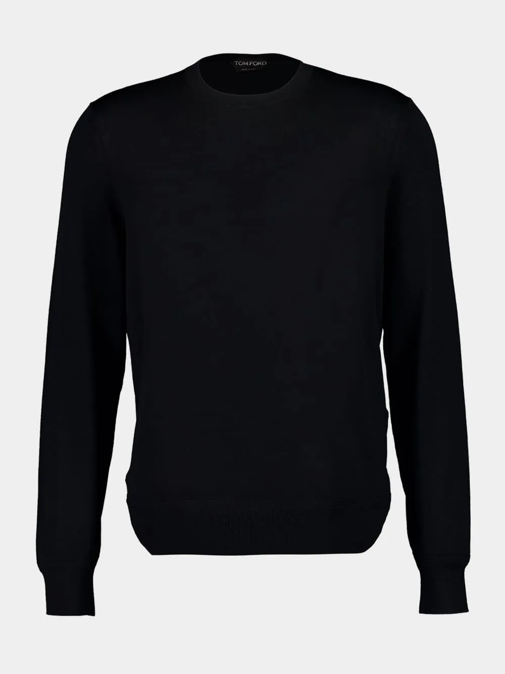 Black Fine Wool Crew Jumper sold by Fashion Clinic