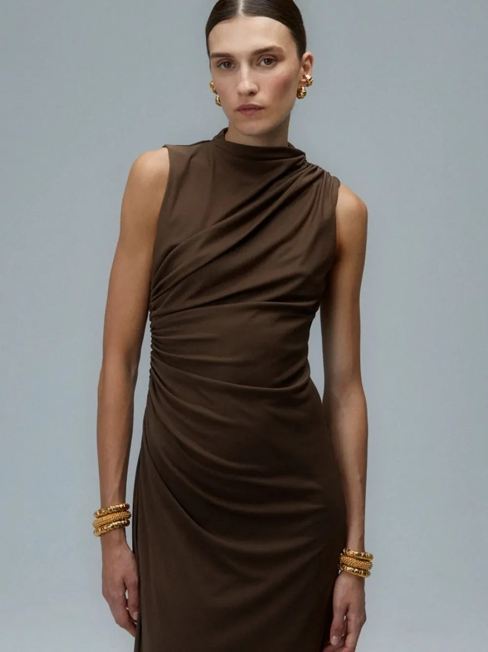 Cassandra 18k Gold-Plated Textured Bracelet sold by Fashion Clinic product image thumbnail 4