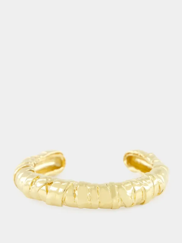 Cassandra 18k Gold-Plated Textured Bracelet sold by Fashion Clinic