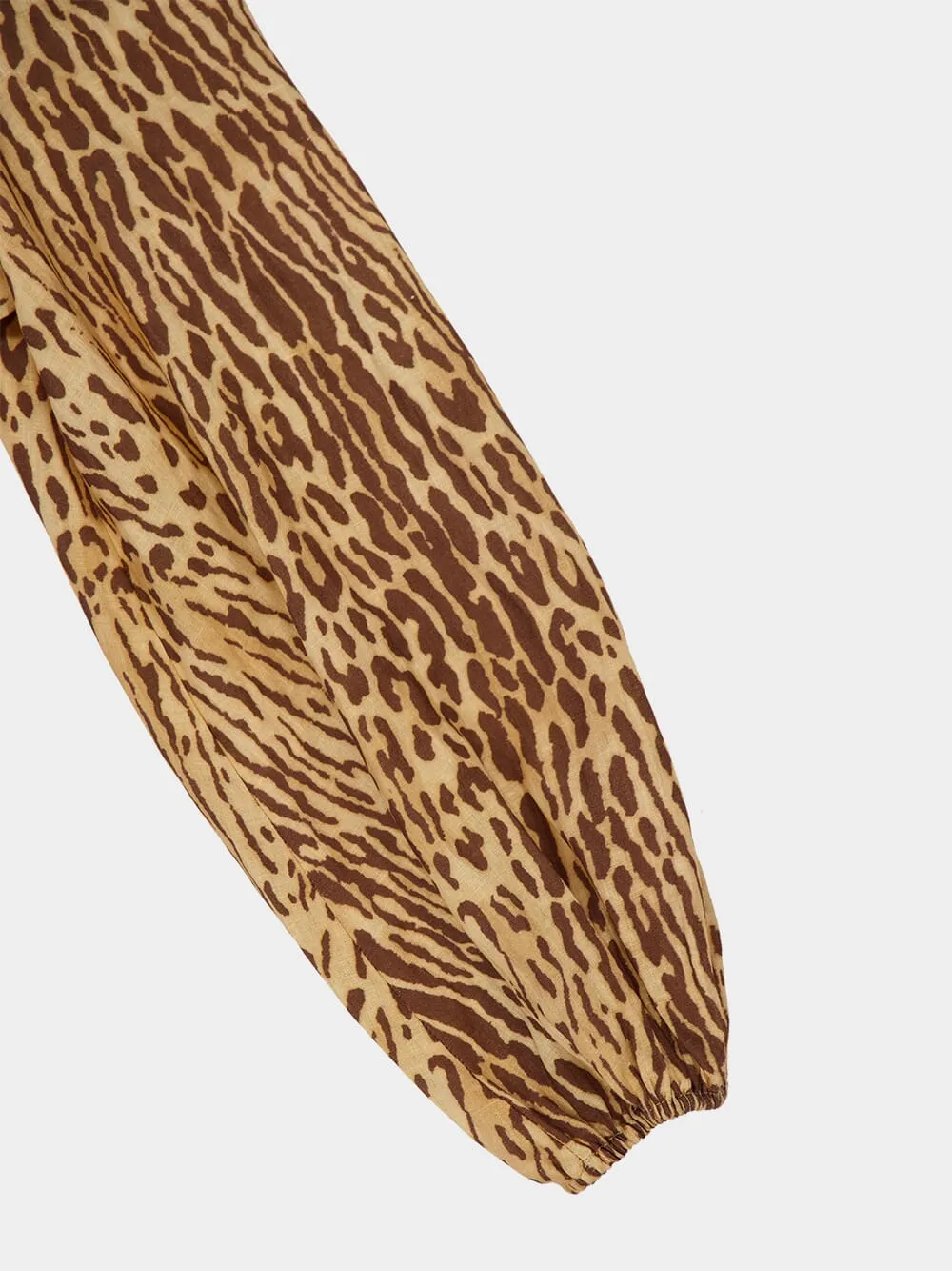 Tan Leopard Cascadian Plunge Midi Dress sold by Fashion Clinic product image thumbnail 4