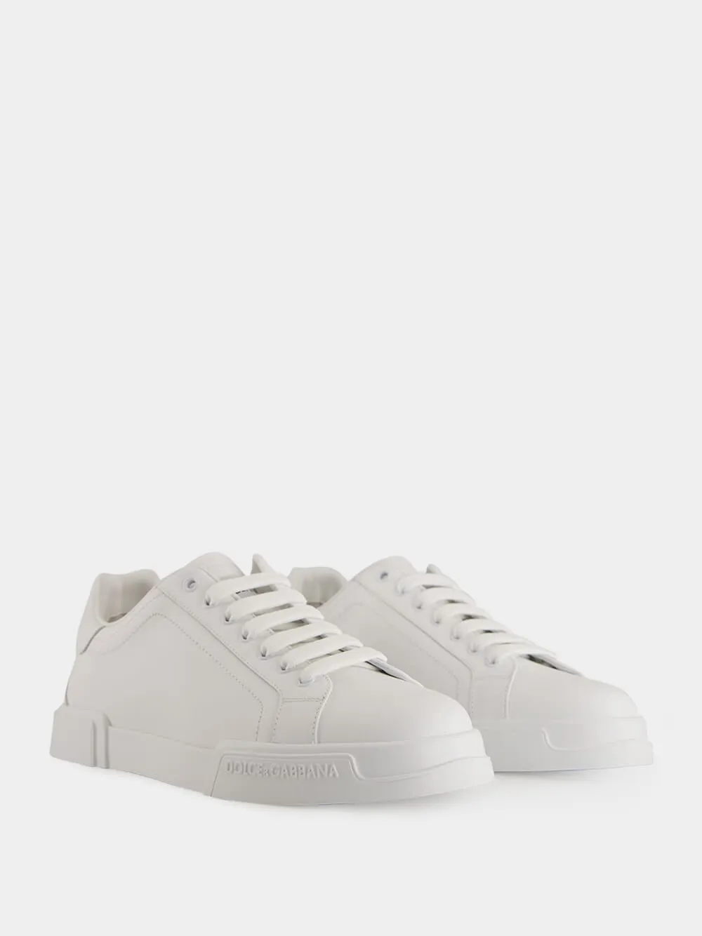White Low-Top Leather Sneakers sold by Fashion Clinic product image thumbnail 3
