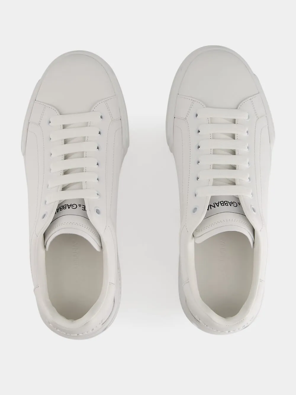 White Low-Top Leather Sneakers sold by Fashion Clinic product image thumbnail 4