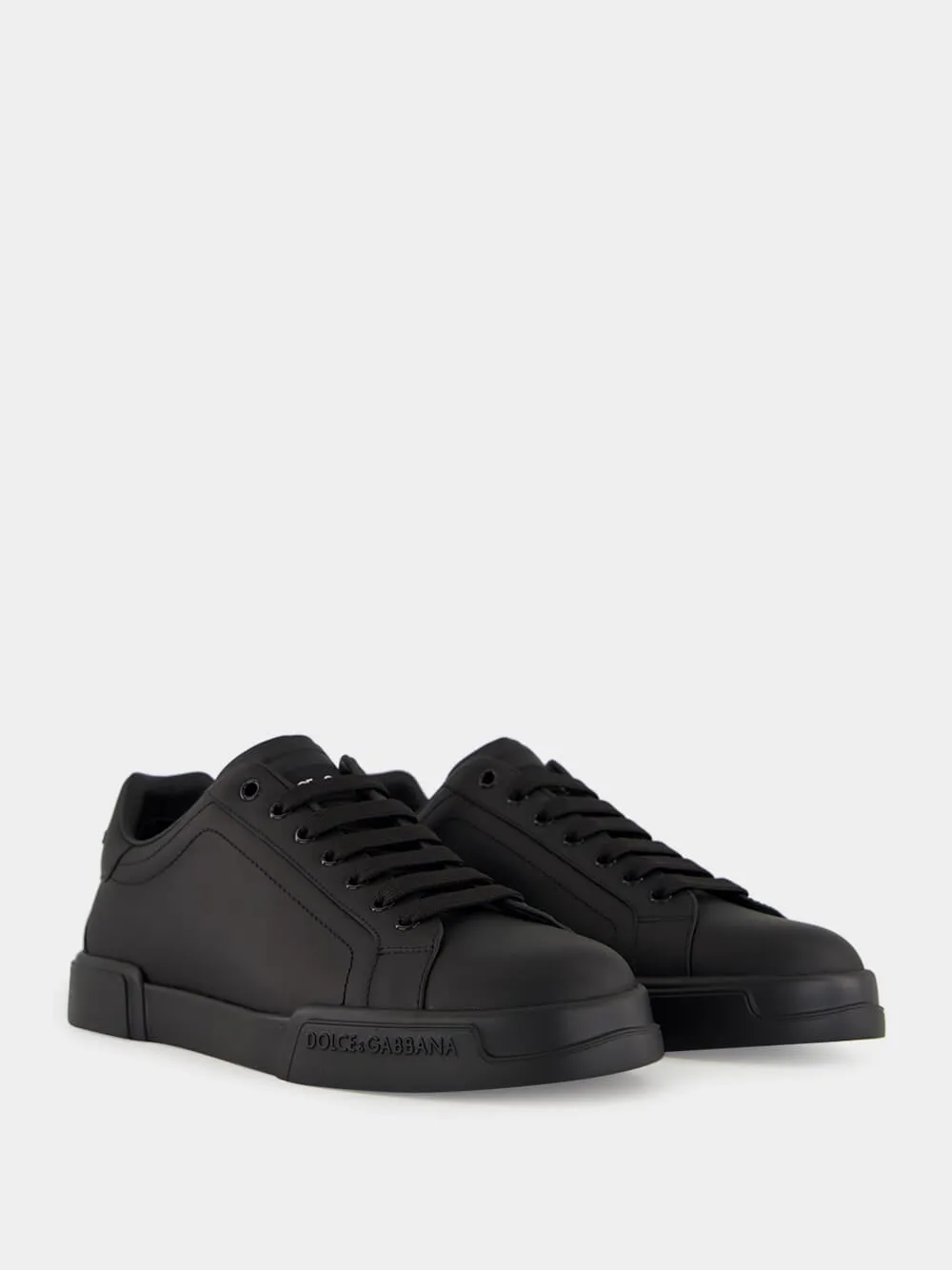 Black Low-Top Leather Sneakers sold by Fashion Clinic product image thumbnail 3