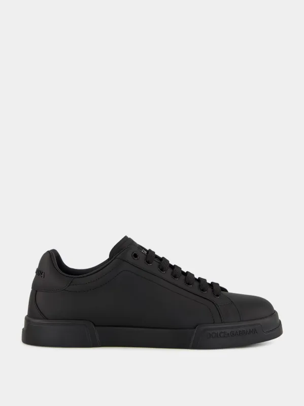 Black Low-Top Leather Sneakers sold by Fashion Clinic