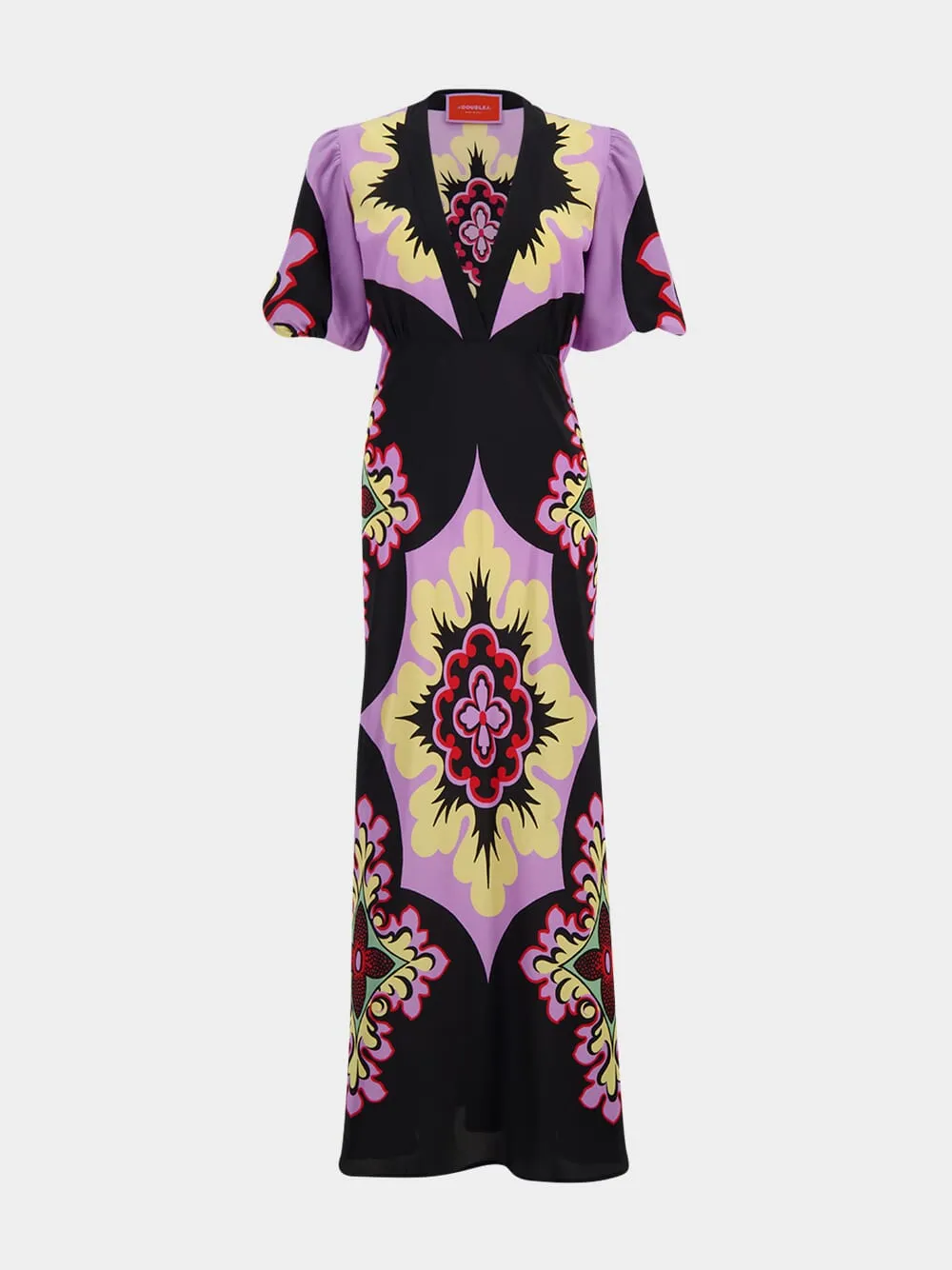 Marlene Silk Palazzo Placée Maxi Dress sold by Fashion Clinic