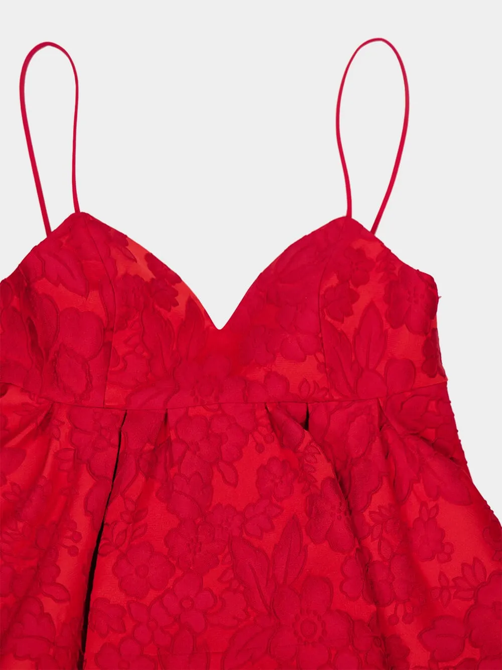 Peony Red Satin Peplum Midi Dress sold by Fashion Clinic product image thumbnail 3