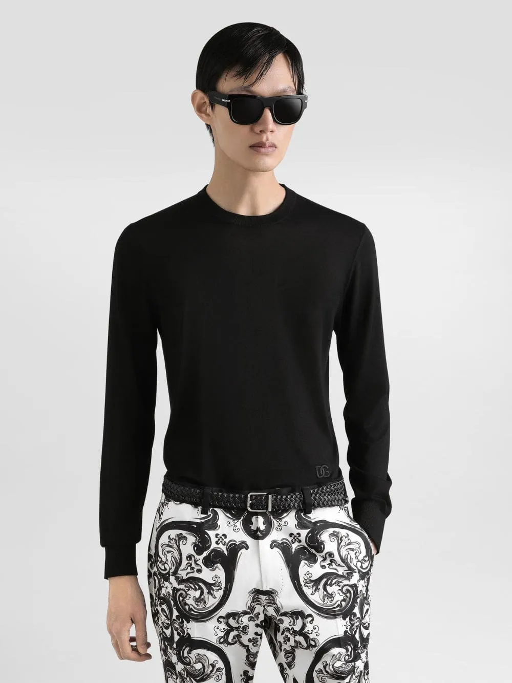 Black Silk Crewneck Pullover sold by Fashion Clinic product image thumbnail 2