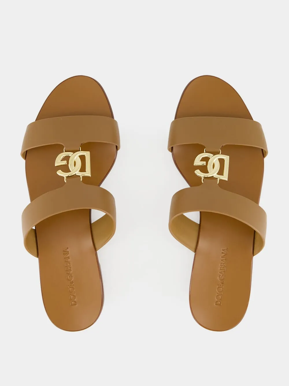 Caramel Calfskin DG Logo Sliders sold by Fashion Clinic product image thumbnail 4