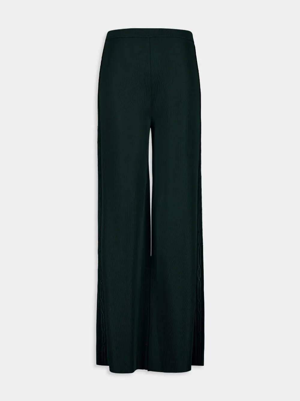 Moss Green Knitted Palazzo Trousers sold by Fashion Clinic