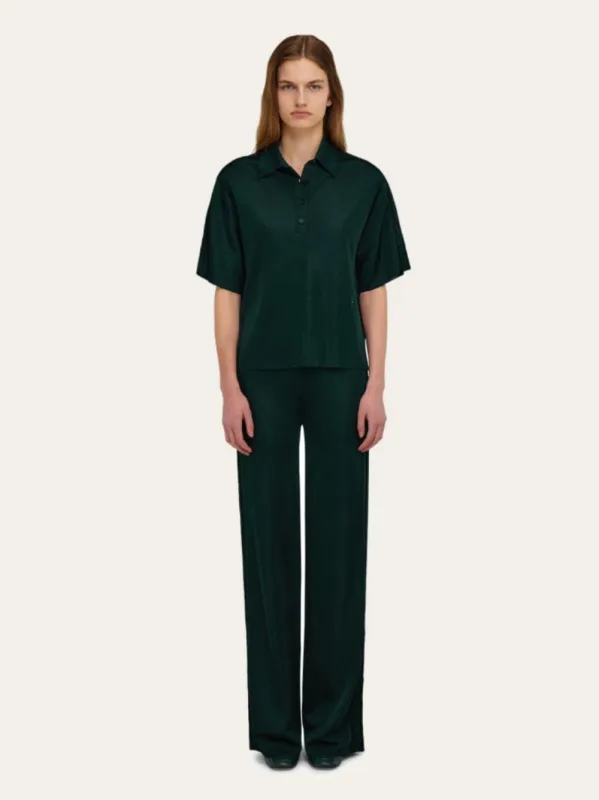 Moss Green Knitted Viscose Polo sold by Fashion Clinic