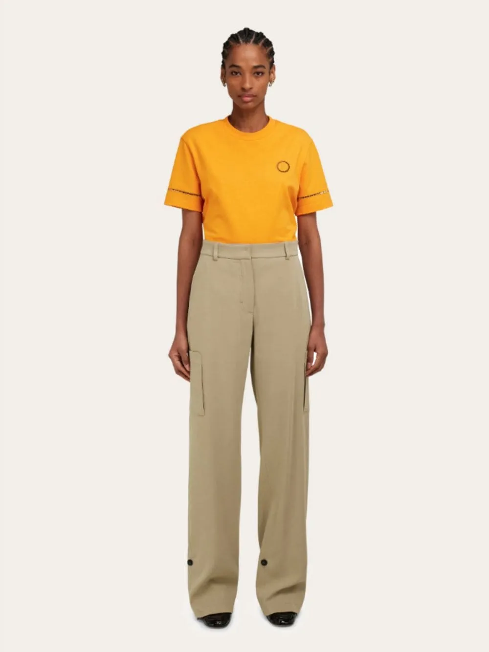 Sand Silk Blend Cargo Trousers sold by Fashion Clinic product image thumbnail 2