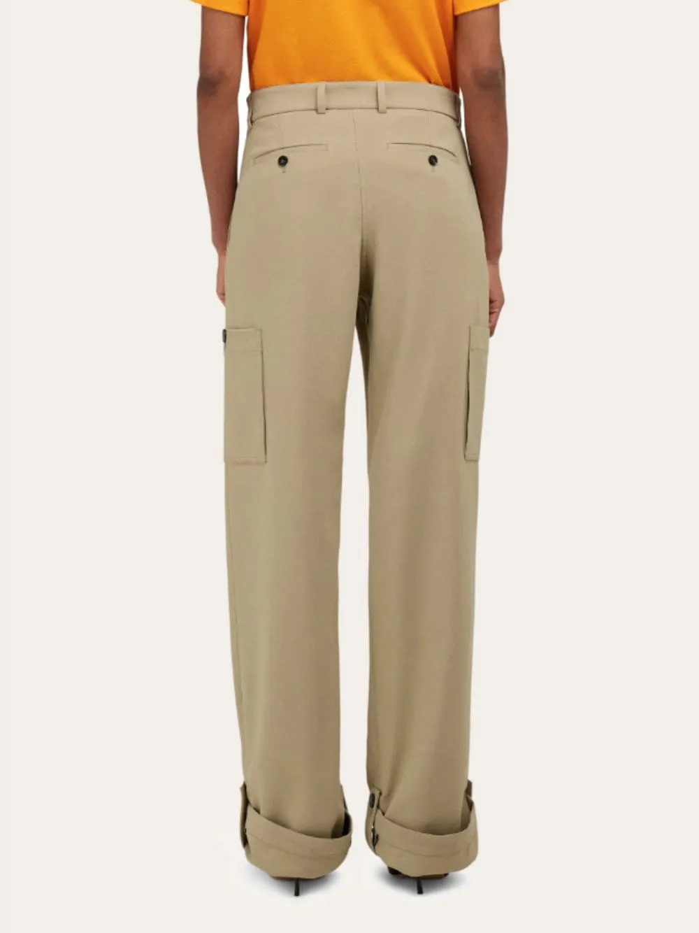 Sand Silk Blend Cargo Trousers sold by Fashion Clinic product image thumbnail 4