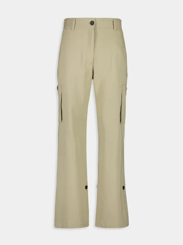 Sand Silk Blend Cargo Trousers sold by Fashion Clinic