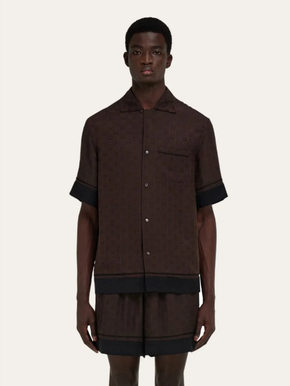Espresso Silk Monogram Shirt sold by Fashion Clinic product image thumbnail 2