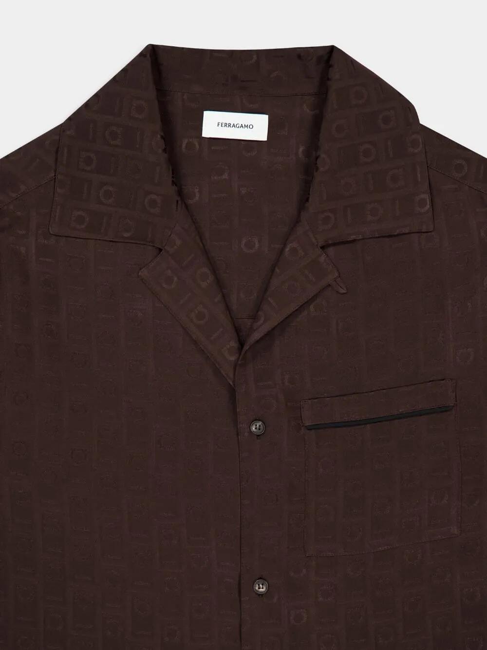 Espresso Silk Monogram Shirt sold by Fashion Clinic product image thumbnail 5