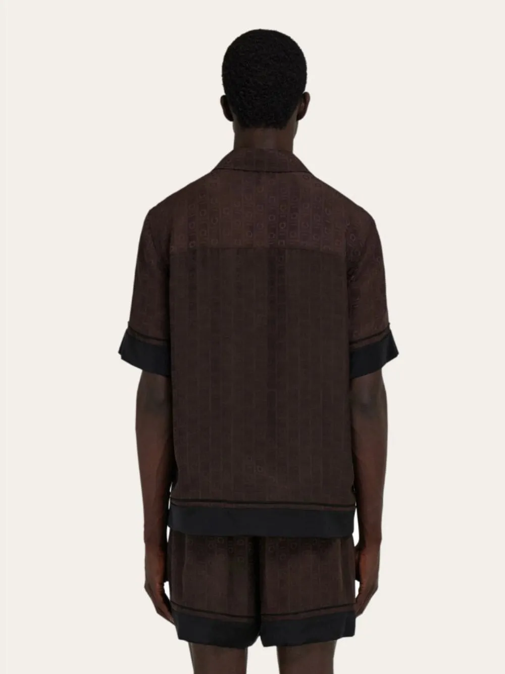 Espresso Silk Monogram Shirt sold by Fashion Clinic product image thumbnail 3
