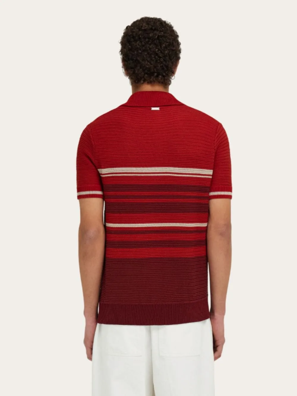 Rust and Red Striped Cotton Knit Polo sold by Fashion Clinic product image thumbnail 4