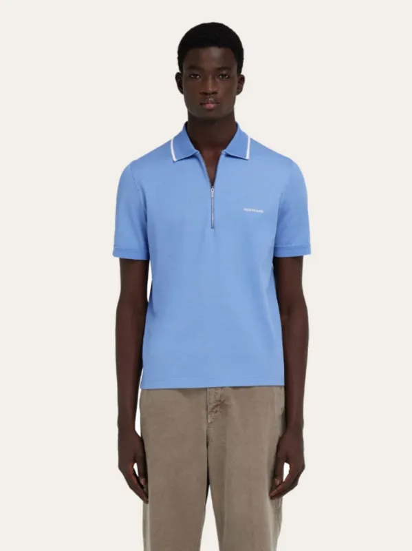 Bluette Cotton Polo with Zip Detail sold by Fashion Clinic