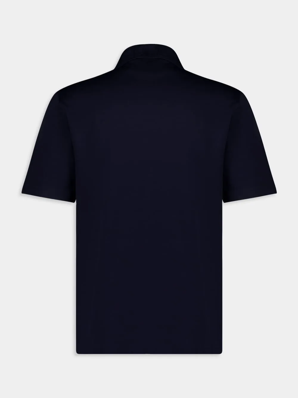 Navy Cotton Polo with Jacquard Pocket sold by Fashion Clinic product image thumbnail 4