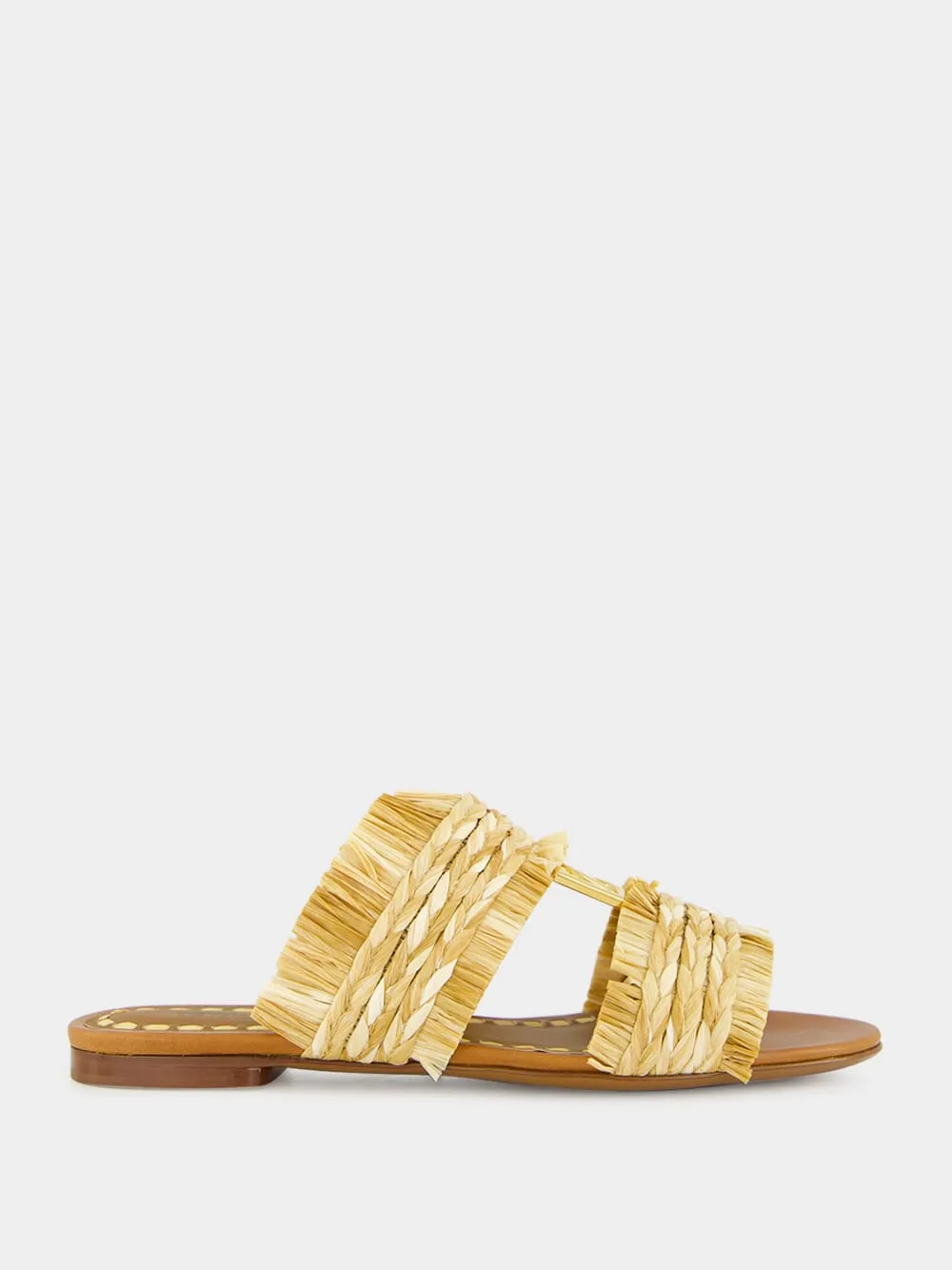 Braided Raffia Flat Fringe Slippers sold by Fashion Clinic