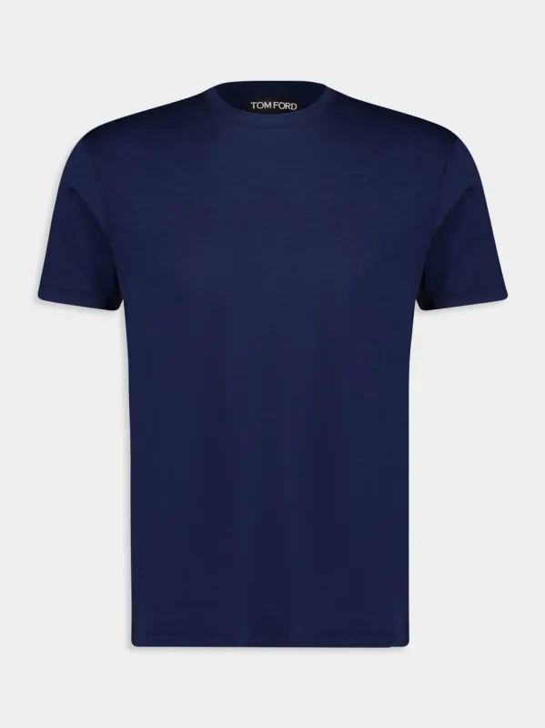 Sea Blue Lyocell Cotton T-Shirt sold by Fashion Clinic