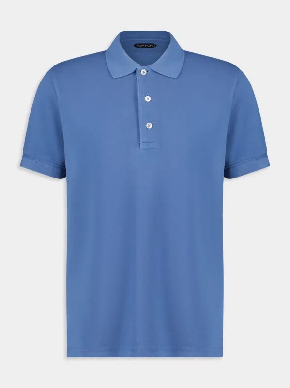 Iris Blue Piquet Polo Shirt sold by Fashion Clinic
