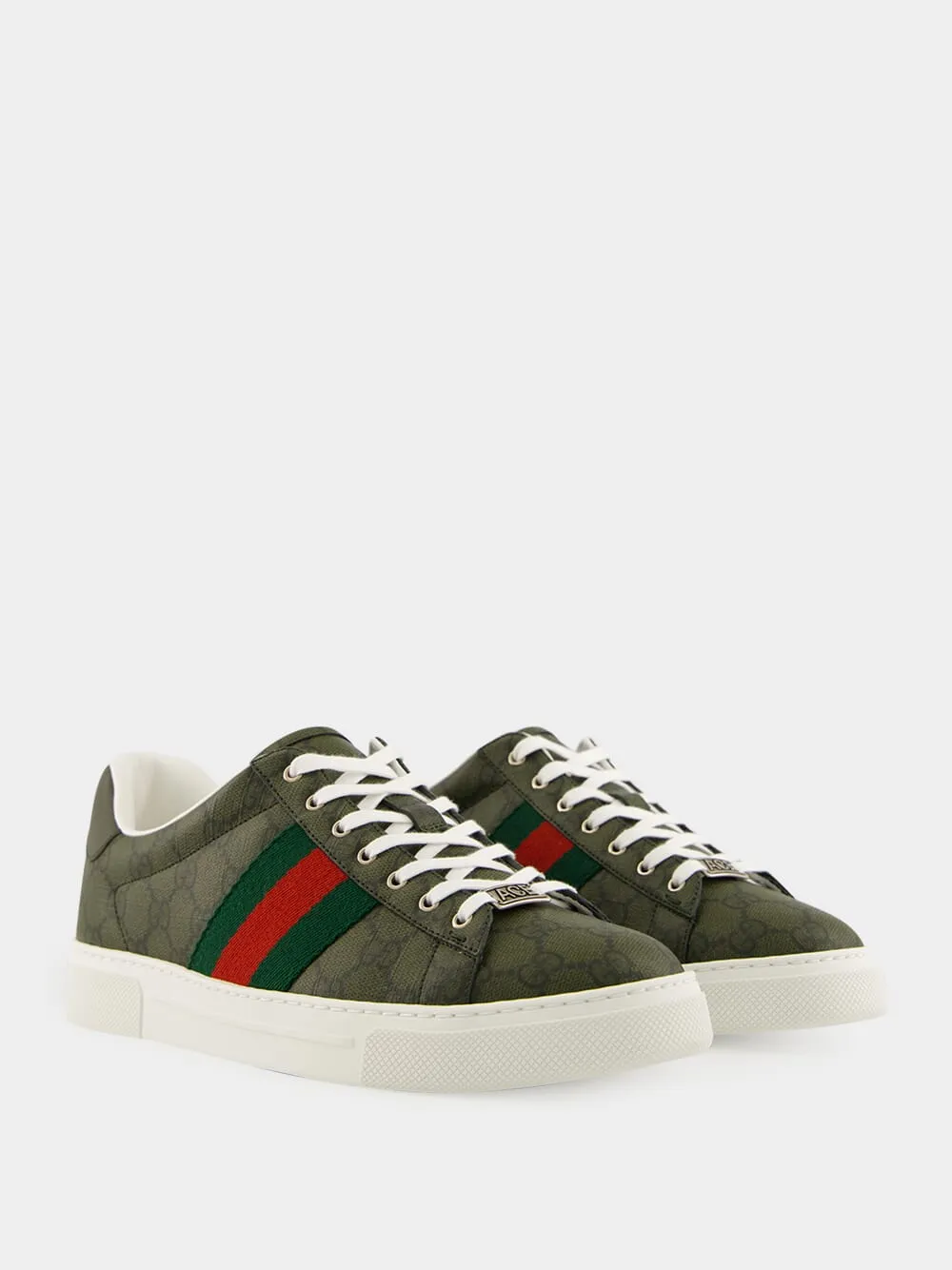 Dark Green GG Supreme Ace Sneakers sold by Fashion Clinic product image thumbnail 3