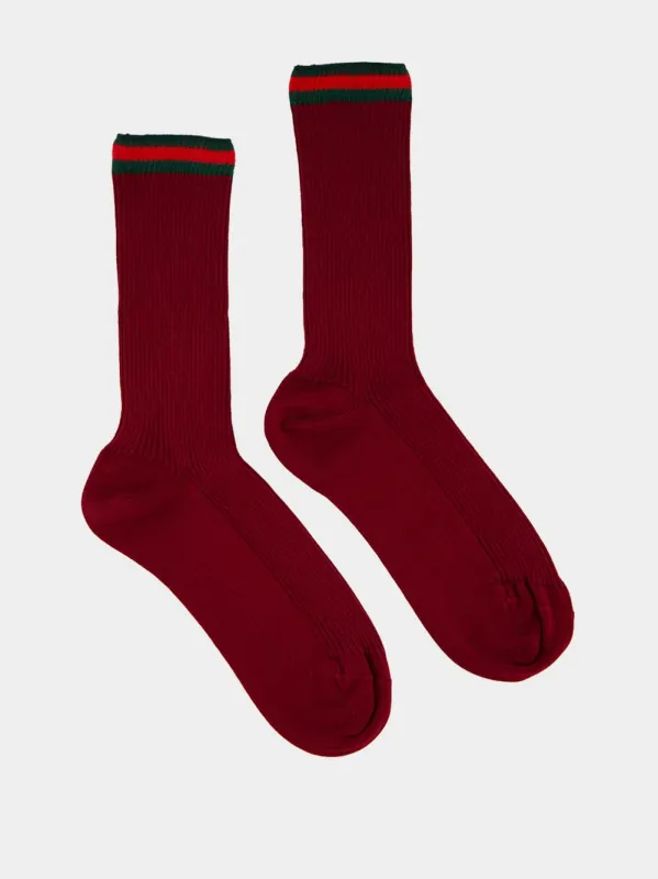 Rosso Ancora Ribbed Cotton Socks sold by Fashion Clinic