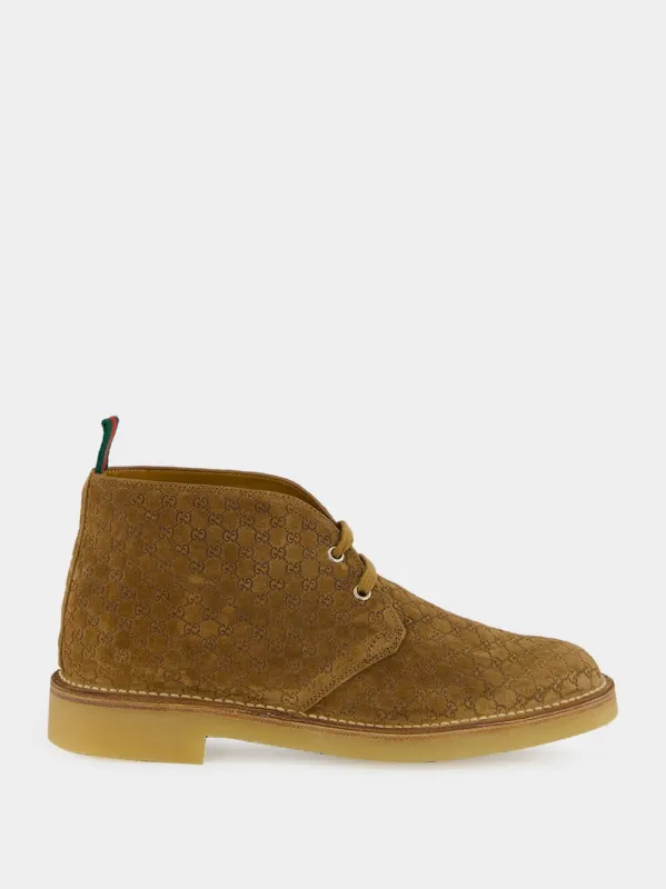 Camel GG Suede Ankle Boots sold by Fashion Clinic