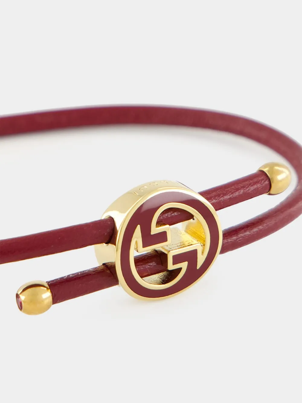 Rosso Ancora Red Leather Interlocking G Bracelet sold by Fashion Clinic product image thumbnail 3