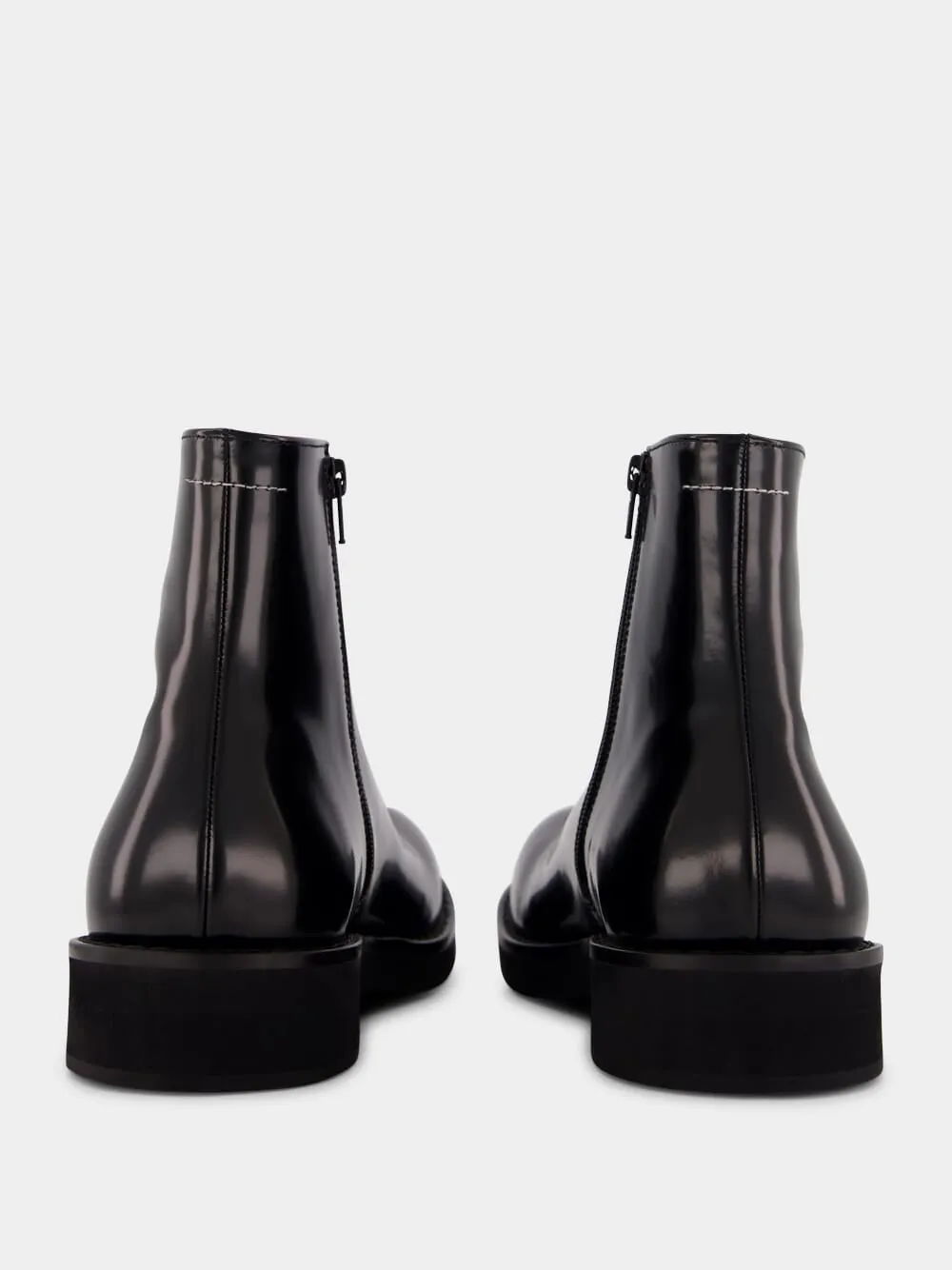 Black Leather Ankle Boots with Sculpted Toe sold by Fashion Clinic product image thumbnail 5