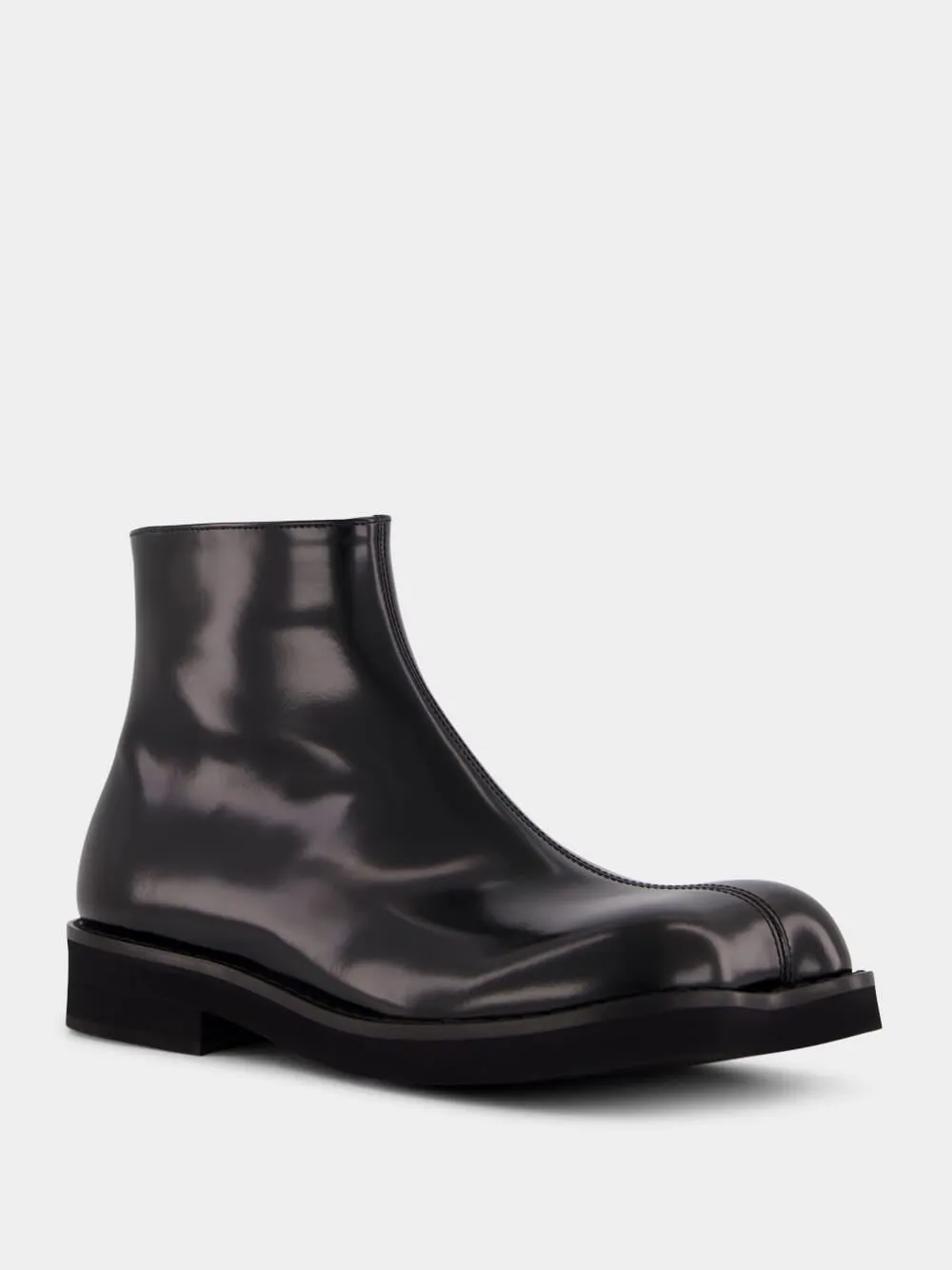 Black Leather Ankle Boots with Sculpted Toe sold by Fashion Clinic product image thumbnail 2