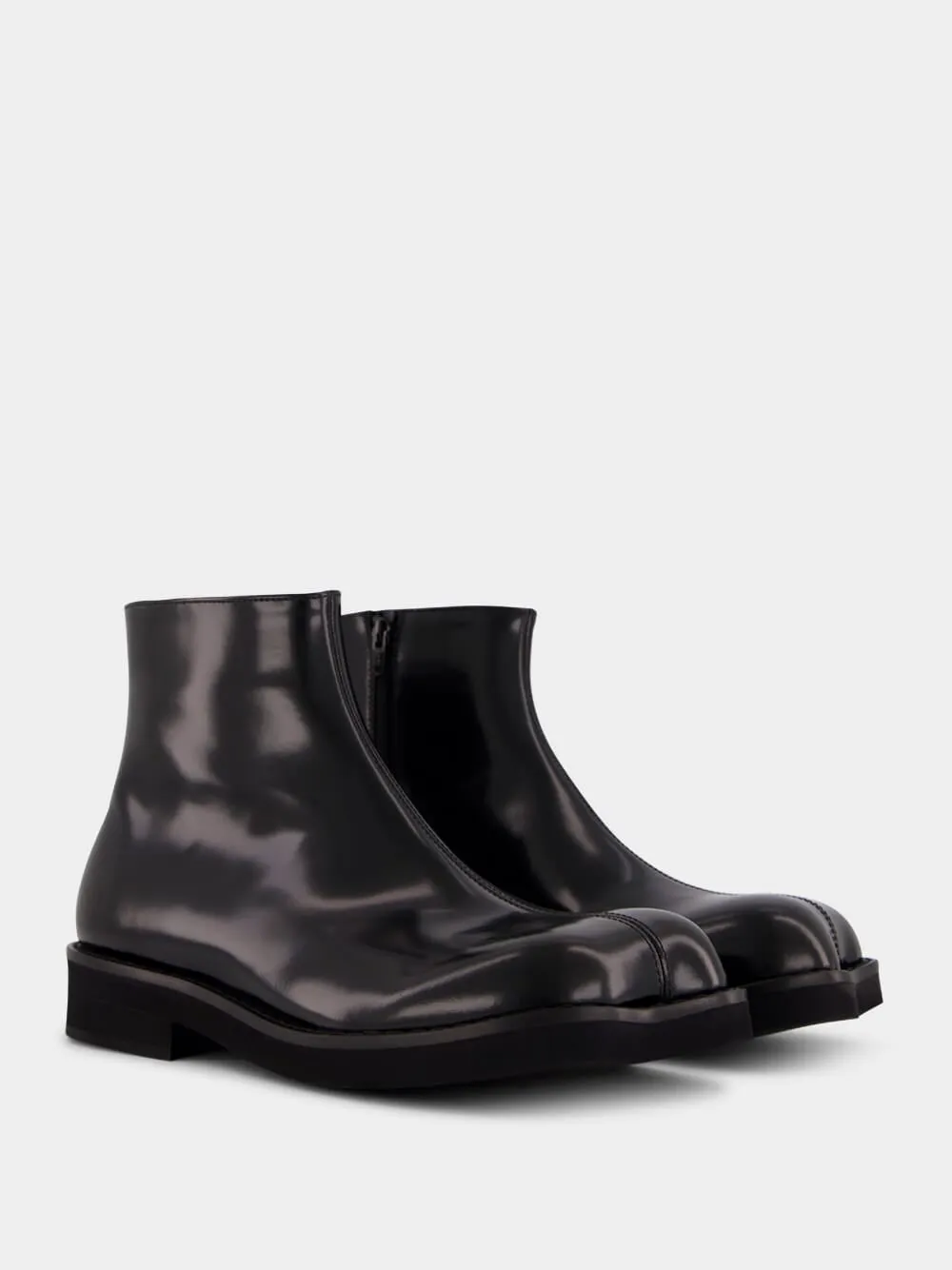 Black Leather Ankle Boots with Sculpted Toe sold by Fashion Clinic product image thumbnail 3