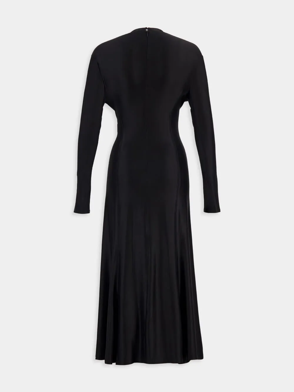 Black Long Gathered Jersey Dress with Gold Ring sold by Fashion Clinic product image thumbnail 3