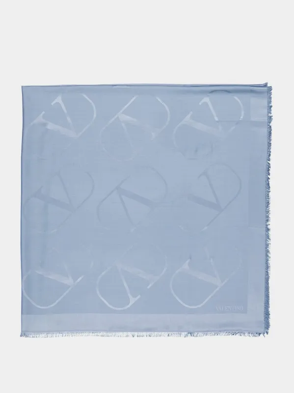 Light Blue VLogo Signature Jacquard Shawl made by Valentino Garavani