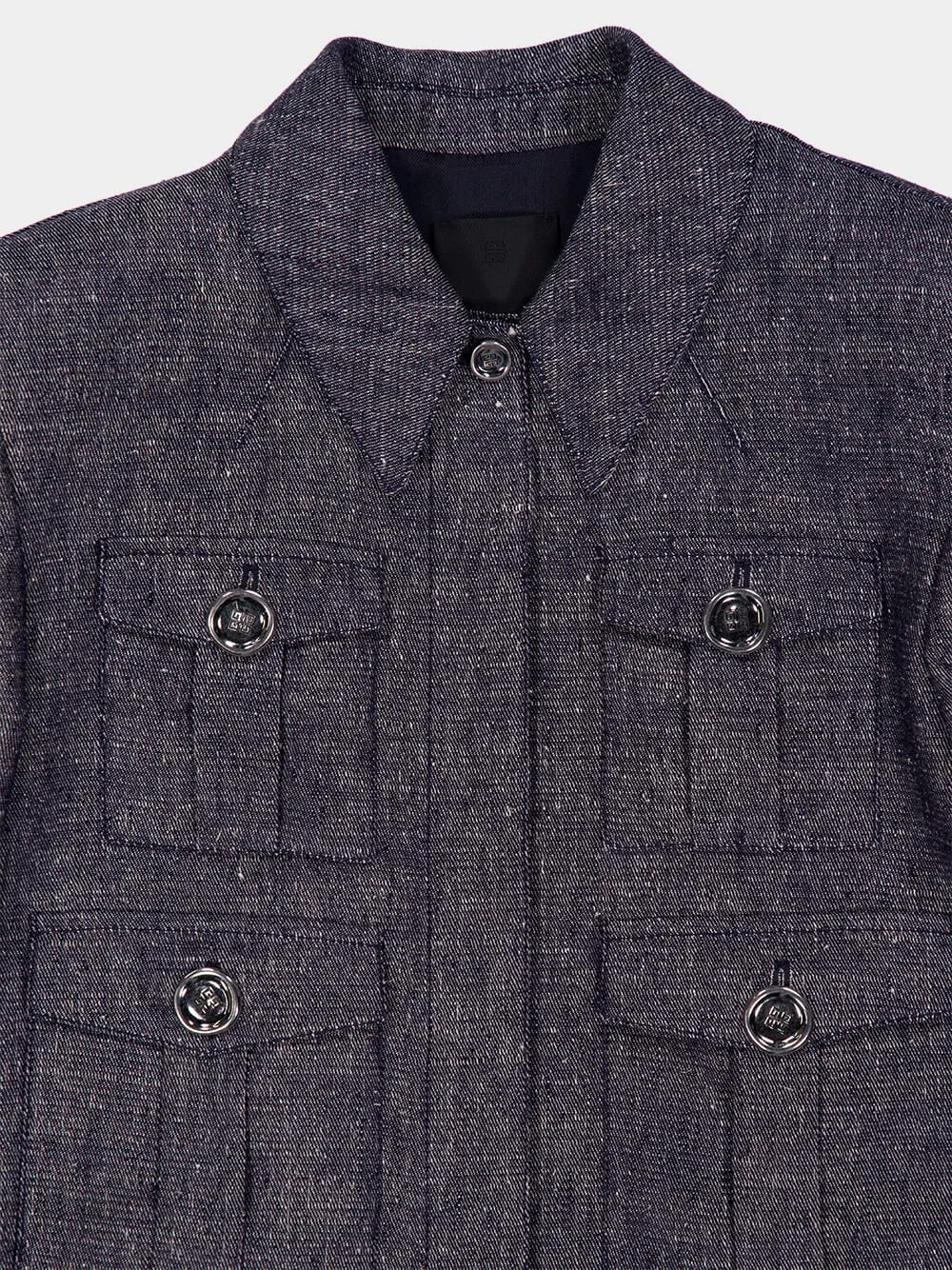 Denim Blue Cropped Jacket with 4 Pockets sold by Fashion Clinic product image thumbnail 3