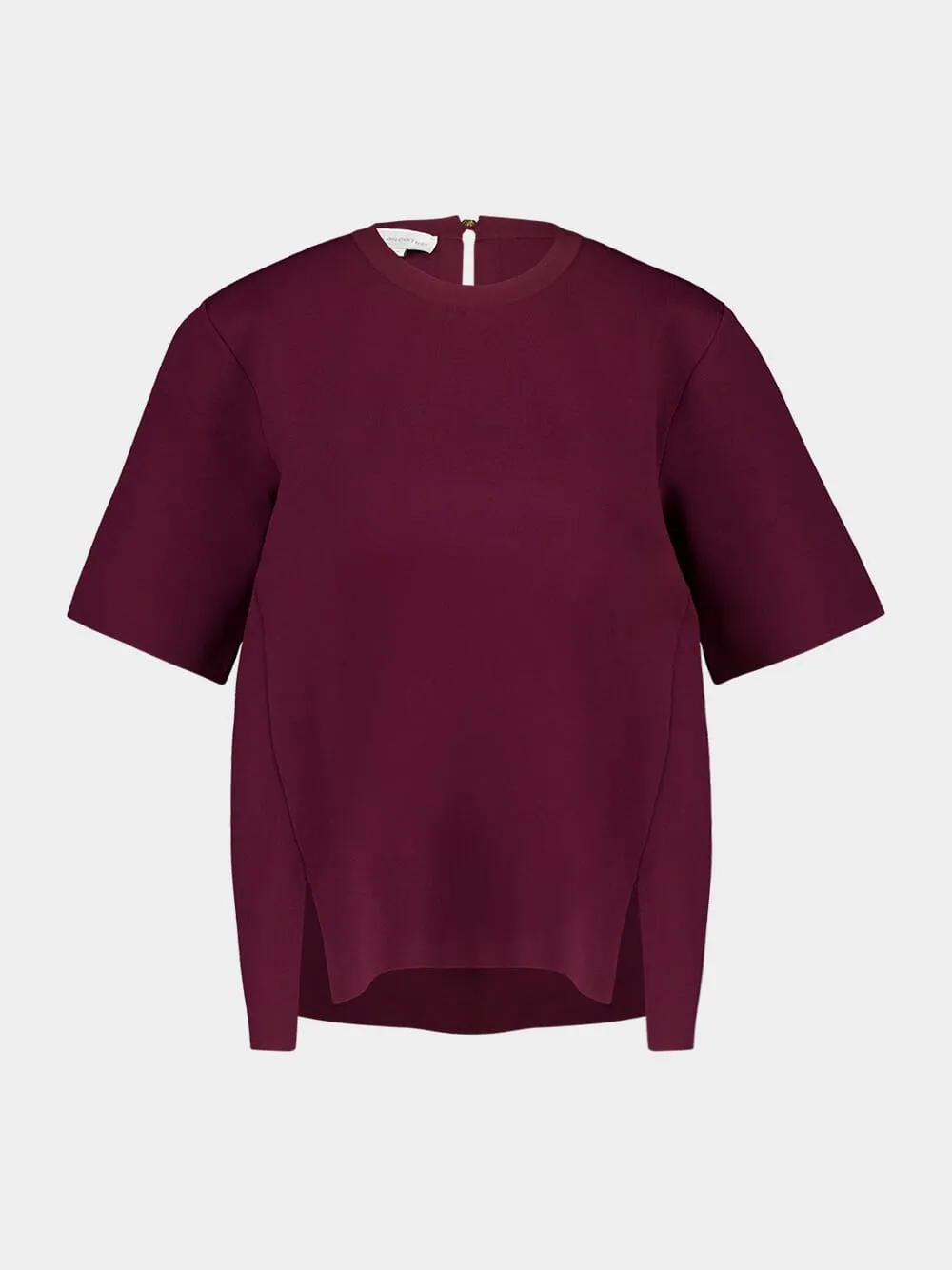 Bordeaux Knit Short-Sleeve Boxy T-Shirt sold by Fashion Clinic