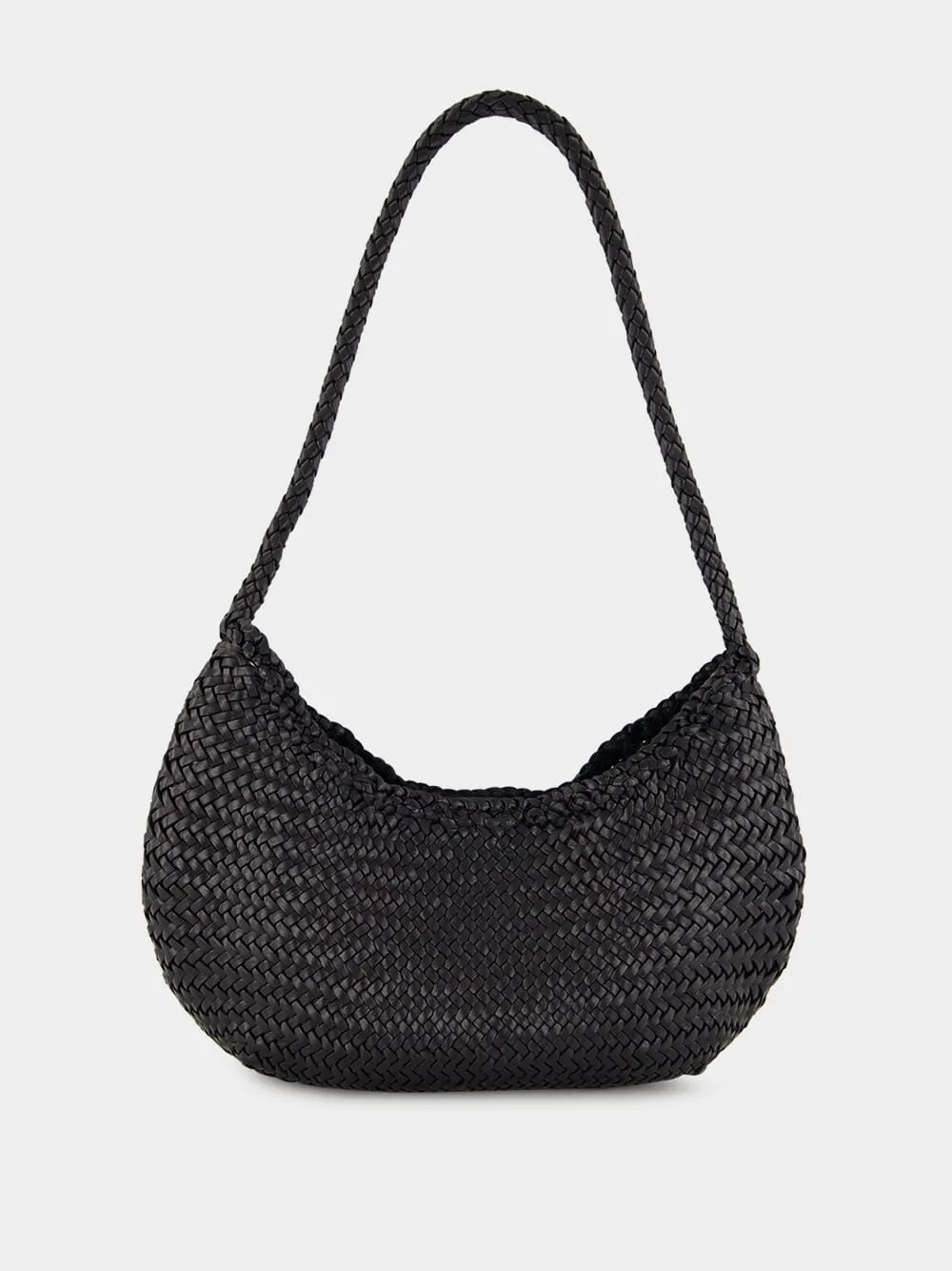 Black Nova Luna Woven Leather Tote sold by Fashion Clinic