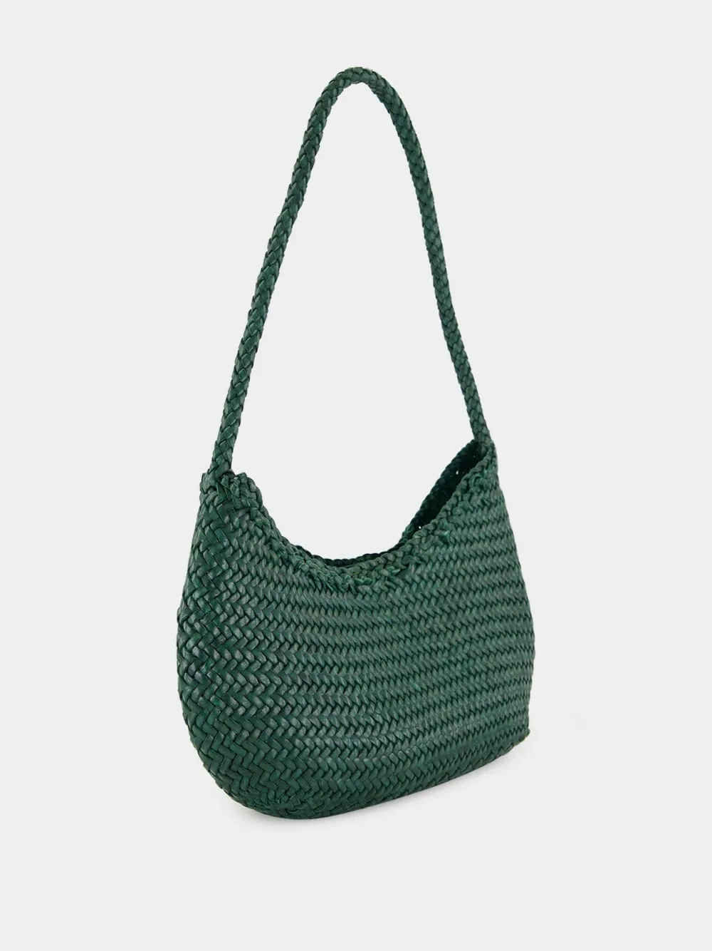 Forest Green Nova Luna Woven Leather Tote sold by Fashion Clinic product image thumbnail 2