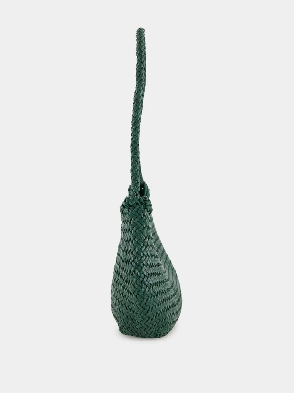 Forest Green Nova Luna Woven Leather Tote sold by Fashion Clinic product image thumbnail 3