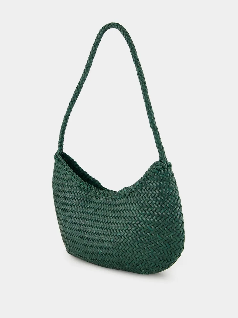 Forest Green Nova Luna Woven Leather Tote sold by Fashion Clinic product image thumbnail 4
